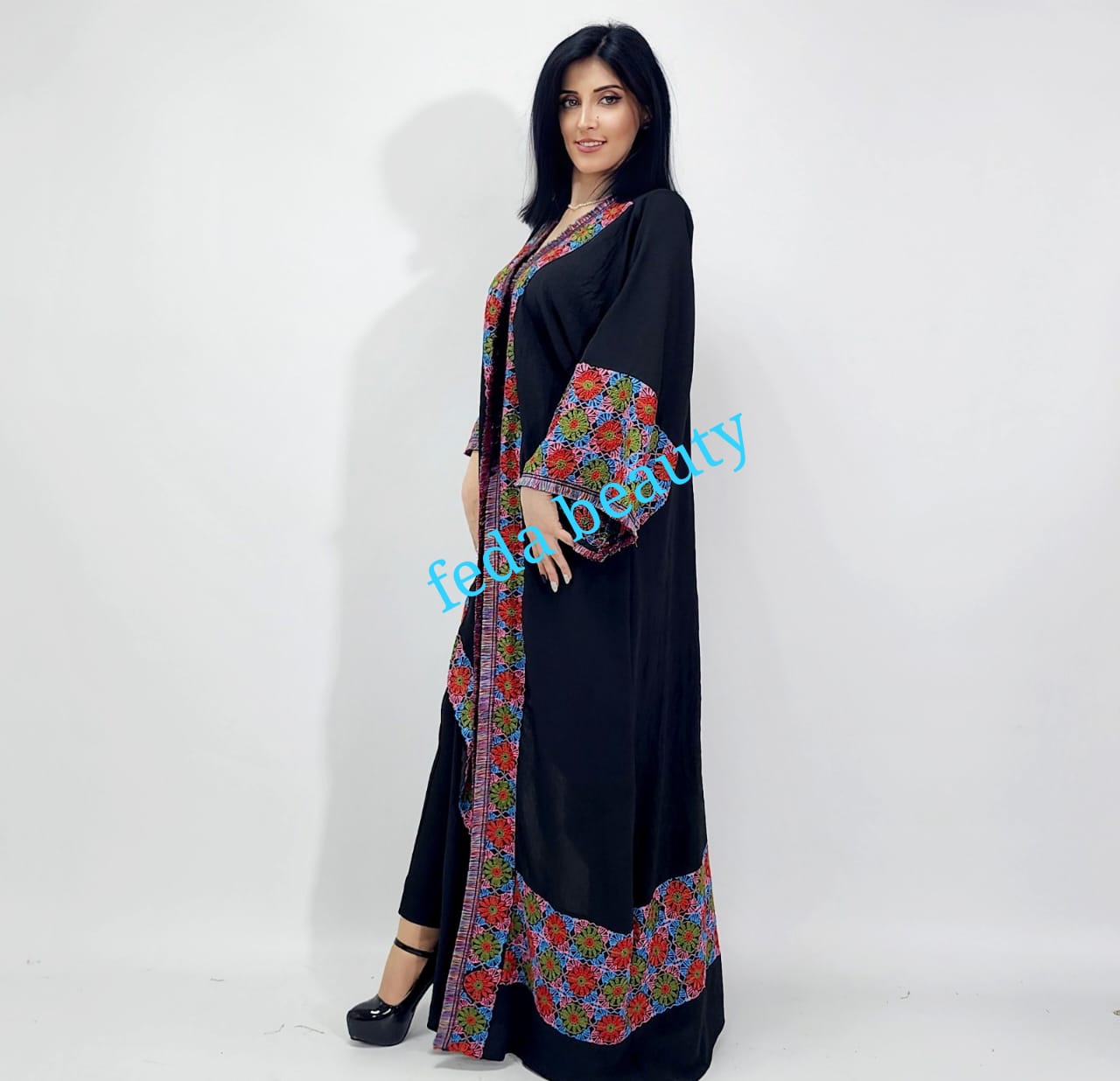 Abaya, styled oriental cardigan, with a new and elegant collection from Feda Beauty's private collection for the year 2023