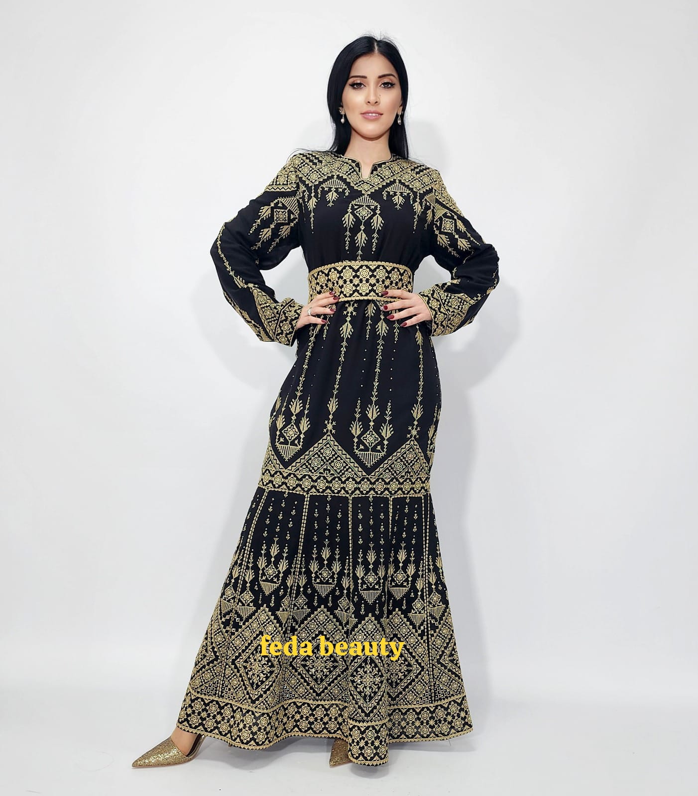 An embroidered dress from Fida Beauty's new collection for the year 2023