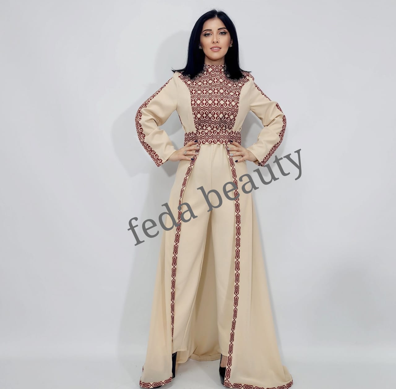 A collection of jumpsuits with oriental embroideries, a new style  from the Fida Beauty group for the year 2023