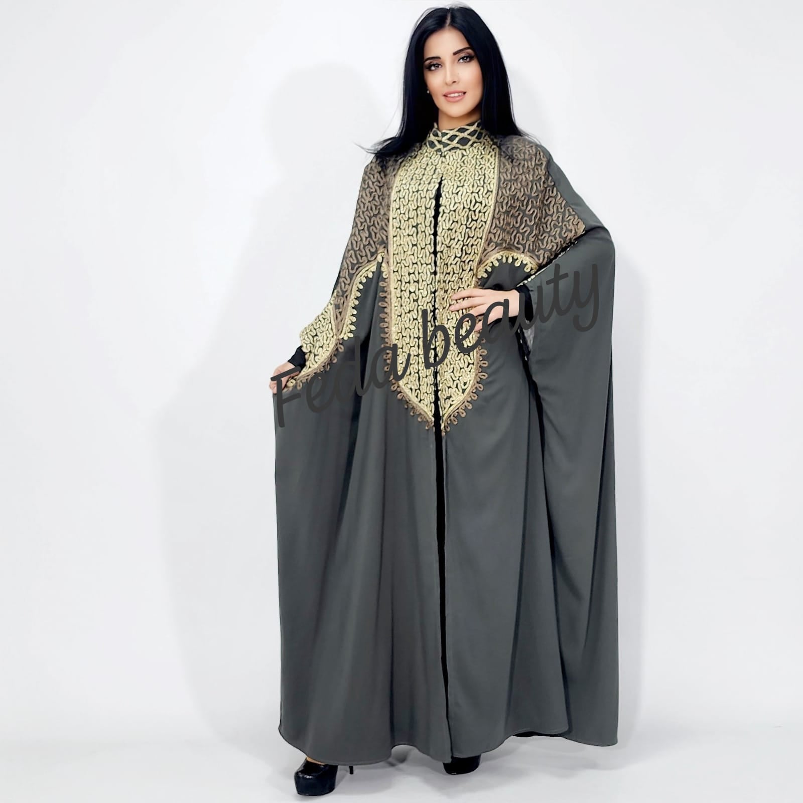Oriental cardigan style abaya with a new and elegant collection from  the Fadda Beauty special collection for the year 2023