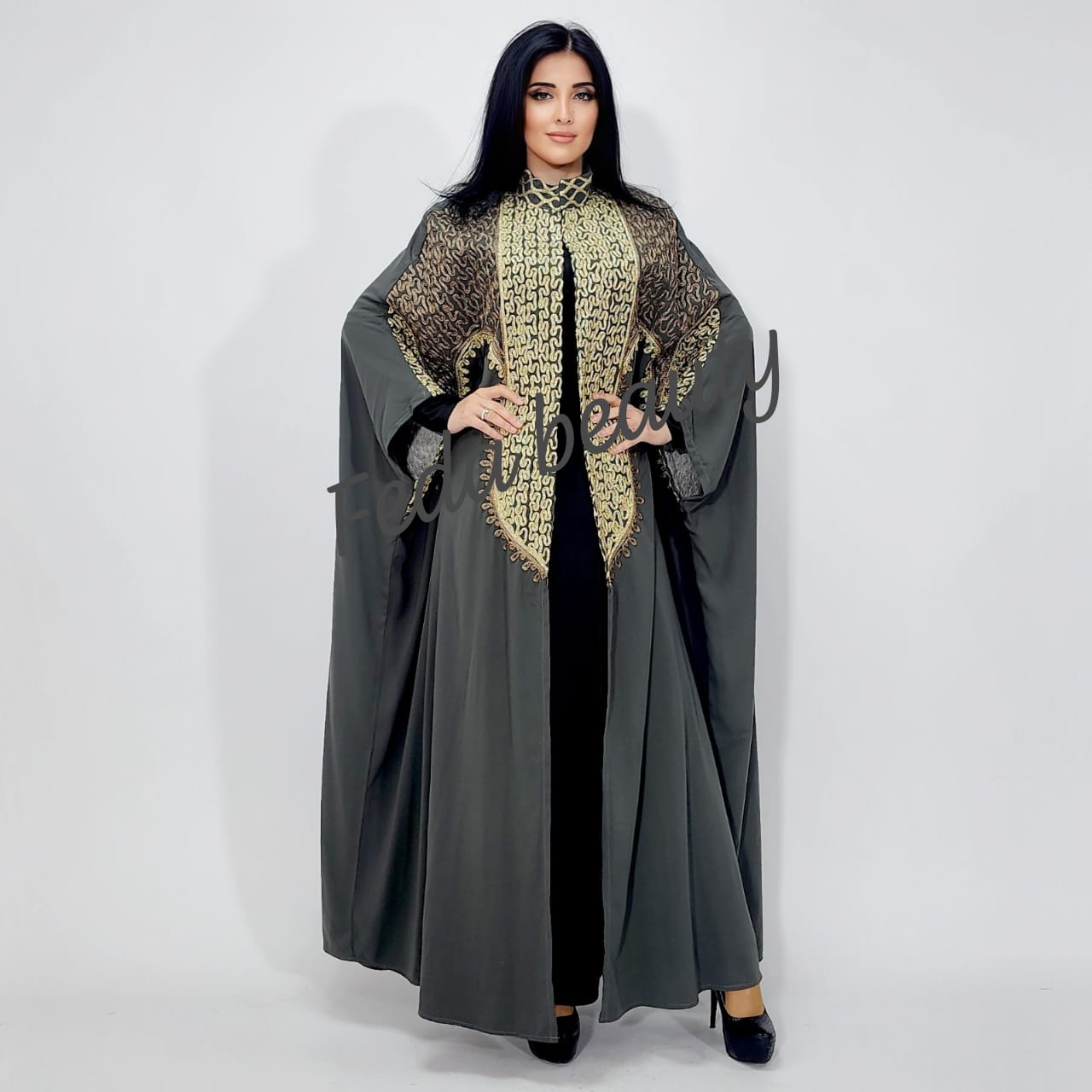 Oriental cardigan style abaya with a new and elegant collection from  the Fadda Beauty special collection for the year 2023